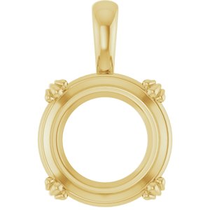 18K Yellow Gold 14 mm Round Pendant Mounting – image 2