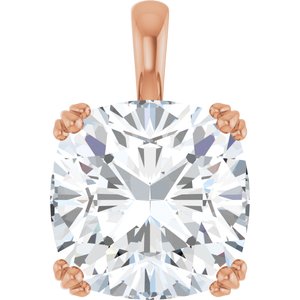 14K Rose Gold 14x14 mm Cushion Pendant Mounting