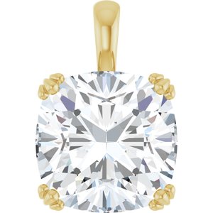 14K Yellow Gold 14x14 mm Cushion Pendant Mounting