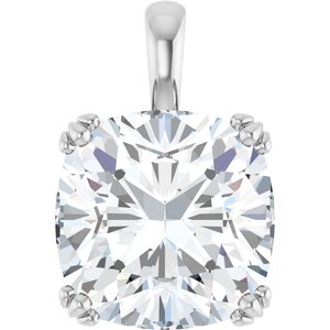 Platinum 14x14 mm Cushion Pendant Mounting