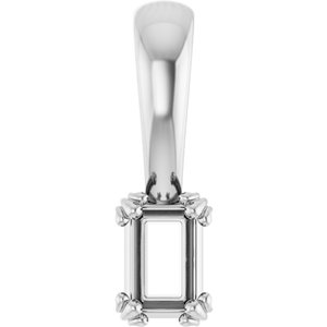 14K White Gold 4.5x3 mm Emerald Pendant Mounting – image 2