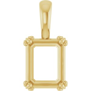 18K Yellow Gold 10x8 mm Emerald Pendant Mounting – image 2