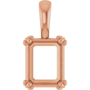 10K Rose Gold 10x8 mm Emerald Pendant Mounting – image 2