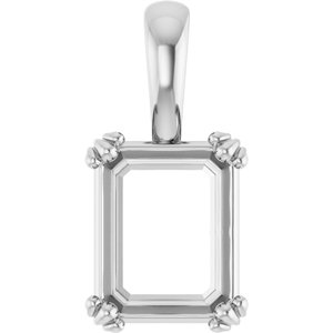 Continuum Sterling Silver 10x8 mm Emerald Pendant Mounting – image 2