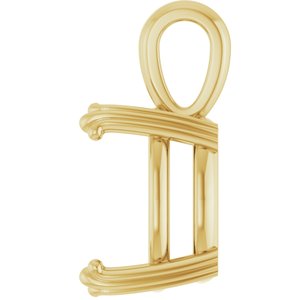 14K Yellow Gold 14x14 mm Cushion Pendant Mounting – image 6