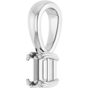 14K White Gold 4.5x3 mm Emerald Pendant Mounting – image 4