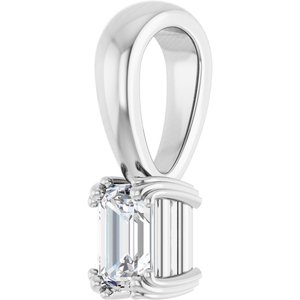 10K White Gold 4.5x3 mm Emerald Pendant Mounting – image 3