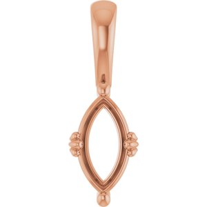 10K Rose Gold 9.5x5 mm Marquise Pendant Mounting – image 2