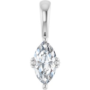 14K X1 White Gold 9.5x5 mm Marquise Pendant Mounting