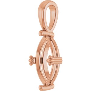 18K Rose Gold 13x6.5 mm Marquise Pendant Mounting – image 4