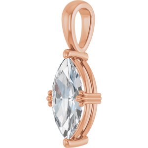 10K Rose Gold 13x6.5 mm Marquise Pendant Mounting – image 3