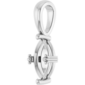 18K White Gold 9.5x5 mm Marquise Pendant Mounting – image 4