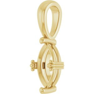 14K Yellow Gold 9.5x5 mm Marquise Pendant Mounting – image 4
