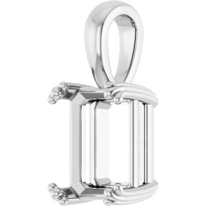 18K White Gold 10x8 mm Emerald Pendant Mounting – image 4