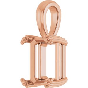 14K Rose Gold 10x8 mm Emerald Pendant Mounting – image 4