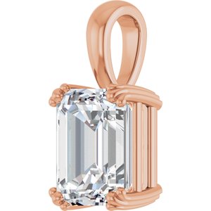 14K Rose Gold 10x8 mm Emerald Pendant Mounting – image 3
