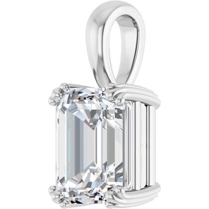 18K White Gold 10x8 mm Emerald Pendant Mounting – image 3