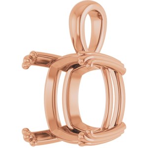 10K Rose Gold 14x14 mm Cushion Pendant Mounting – image 4
