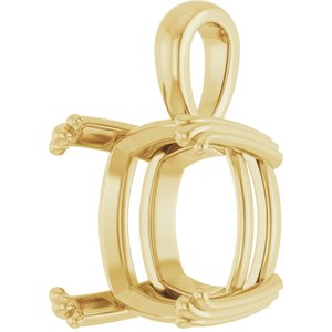 18K Yellow Gold 14x14 mm Cushion Pendant Mounting – image 4
