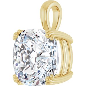 10K Yellow Gold 14x14 mm Cushion Pendant Mounting – image 3