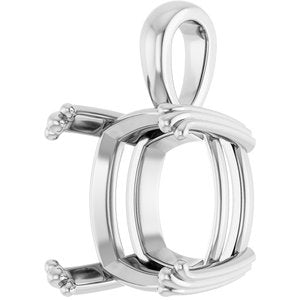10K White Gold 14x14 mm Cushion Pendant Mounting – image 4