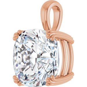 18K Rose Gold 14x14 mm Cushion Pendant Mounting – image 3