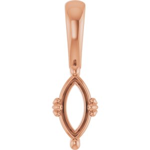 14K Rose Gold 8x4 mm Marquise Pendant Mounting – image 2