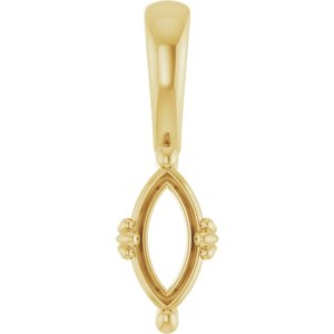18K Yellow Gold 8x4 mm Marquise Pendant Mounting – image 2