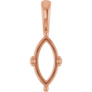 10K Rose Gold 13x6.5 mm Marquise Pendant Mounting – image 2