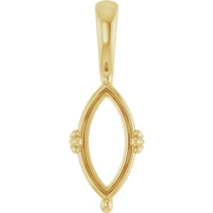 14K Yellow Gold 13x6.5 mm Marquise Pendant Mounting – image 2