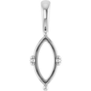 10K White Gold 13x6.5 mm Marquise Pendant Mounting – image 2
