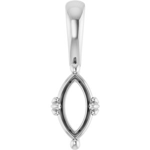 14K White Gold 8.5x4.5 mm Marquise Pendant Mounting – image 2