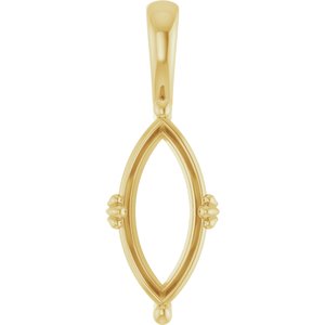 18K Yellow Gold 15x7 mm Marquise Pendant Mounting – image 2