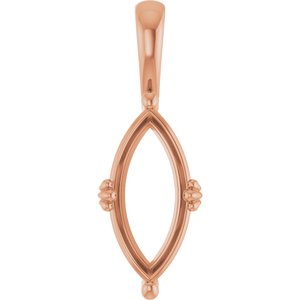 18K Rose Gold 15x7 mm Marquise Pendant Mounting – image 2