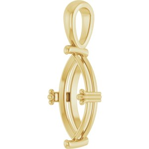 14K Yellow Gold 15x7 mm Marquise Pendant Mounting – image 4
