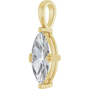 14K Yellow Gold 15x7 mm Marquise Pendant Mounting – image 3
