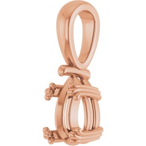 14K Rose Gold 8.5x5.5 mm Pear Pendant Mounting – image 4