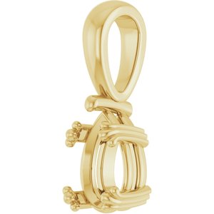 18K Yellow Gold 8.5x5.5 mm Pear Pendant Mounting – image 4
