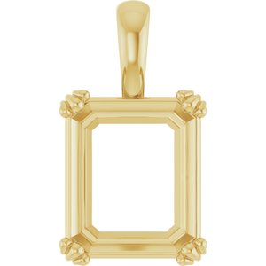 10K Yellow Gold 13x11 mm Emerald Pendant Mounting – image 2
