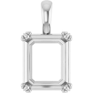 Continuum Sterling Silver 13x11 mm Emerald Pendant Mounting – image 2