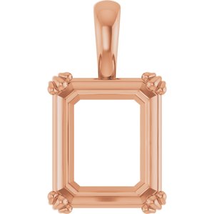 10K Rose Gold 13x11 mm Emerald Pendant Mounting – image 2