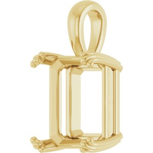 14K Yellow Gold 13x11 mm Emerald Pendant Mounting – image 4