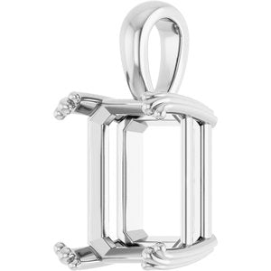 18K White Gold 13x11 mm Emerald Pendant Mounting – image 4