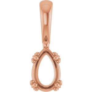 14K Rose Gold 8.5x5.5 mm Pear Pendant Mounting – image 2