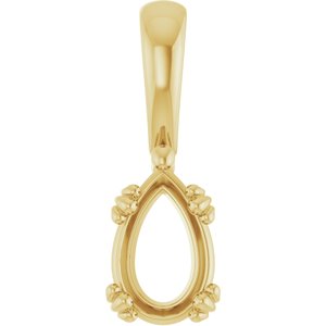 10K Yellow Gold 8.5x5.5 mm Pear Pendant Mounting – image 2