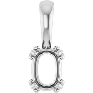 Platinum 7x5 mm Elongated Cushion Pendant Mounting – image 2
