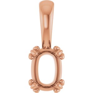 10K Rose Gold 7x5 mm Elongated Cushion Pendant Mounting – image 2