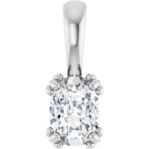 14K White Gold 7x5 mm Elongated Cushion Pendant Mounting