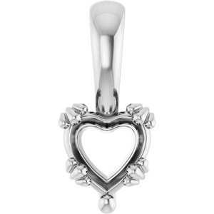14K X1 White Gold 6x6 mm Heart Pendant Mounting – image 2