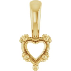 18K Yellow Gold 6x6 mm Heart Pendant Mounting – image 2